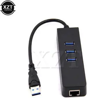 1PCS 3 Port USB 3.0 Hub 10/100/1000 Mbps RJ45 Gigabit Ethernet LAN Wired Network High speed