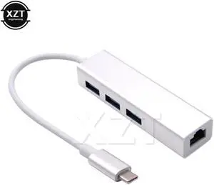 1pcs Type-C Hub USB-C to 3Port USB 3.0 Hub with RJ45 Ethernet Adapter Network LAN  USB Hub for Apple USB 3.1 MacBook