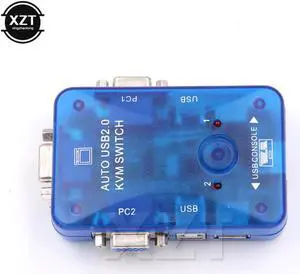 1pcs 2 Port Auto USB 2.0 USB2.0 VGA KVM Switch Switcher Box for PC Keyboard Mouse KVM Switch 2 in 1 out for DOS