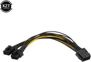 Hot Sale 10pcs/lot 8 Pin GPU to PCI-E 8P(6+2)pin splitter 18AWG extention power cable 20cm wire for graphics card BTC Miner
