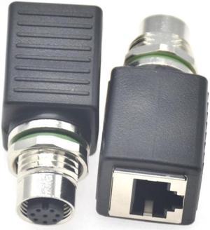 1pc M12 4 Pin D Encoding To RJ45 Female Connector M12 8 Pin A-coding Male Connector Gigabit Ethernet Plug Adapter