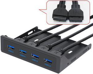 QINDIAN 19+1 20Pin 4 Port USB 3.0 HUB Front Panel Combo Bracket USB3.0 Hub Adapter for PC Desktop 3.5" FDD Floppy Disk Drive Bay