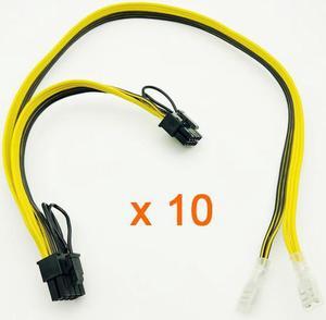 10PCS Power Cable PCIE Video Card Dual 8pin (6+2) Splitter Power Supply Wire 250 Female Terminal 18AWG Cord for BTC Miner Mining