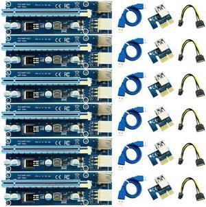 6PCS 006C Riser PCIE PCI-E PCI Express Riser Card 1x to 16x GPU USB 3.0 Extender Adapter SATA to 6Pin Power Cable For BTC Mining