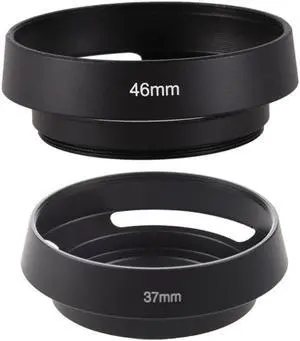 Black 46Mm Metal Lens Hood For 25Mm F1.4 35Mm F1.6 50Mm F1.8 Mirrorless & Black Screw Mount 37Mm Metal Hood For Leica Summinin E