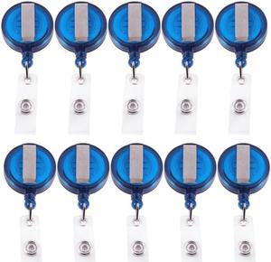 10 Retractable Reel Recoil ID Badge Lanyard Name Tag Key Card Holder Belt Clip Color:Blue Amount:10 Pcs