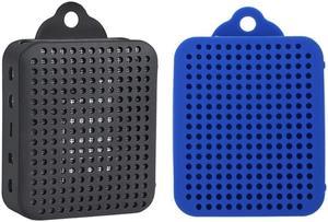 2X Silicone Cover Case For Jbl Go 2 Go2 Bluetooth Speaker Skin Protector Sleeve With Carabiner Black & Blue