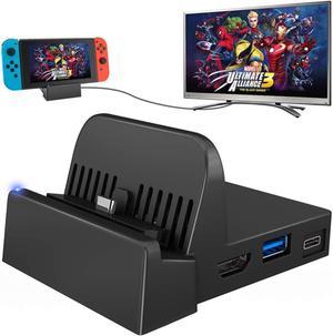 Portable Mini Switch TV Docking Station Charging Stand Replacement For Nintendo Switch Dock Set, Compact Switch To HDMI With Ext