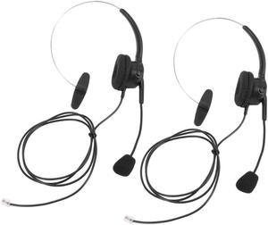 2X 4-Pin RJ9 Hands-Call Center Noise Cancelling Corded Binaural Headset Headphone With Mic For Desk Telephone