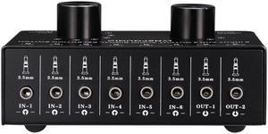 Switcher 6 In 2 Out Or 2 In 6 Headphone Speaker Switch Out Stereo Sound Source Signal Selection Switch, Interface With 3.5Mm Des