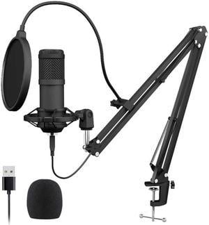 USB Microphone , 192KHZ Studio Cardioid Condenser Mic, UMicrophone Kit with Sound Chipset Boom Arm Set, for Recording