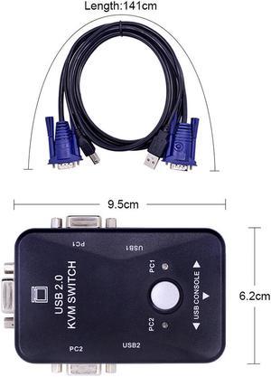 CHIPAL  interrupteur KVM à 2 ports USB 2.0, 1920x1440 VGA, boîte de séparation SVGA avec 2 câbles pour clavier, souris, moniteur, imprimante