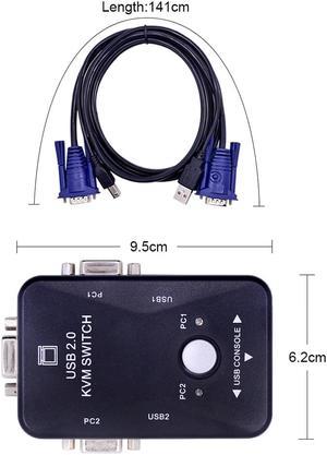 CHIPAL  interrupteur KVM avec 2 ports USB 2.0, 50 pièces, séparateur 1920x1440 VGA SVGA, avec 2 câbles pour clavier, souris, moniteur, imprimante