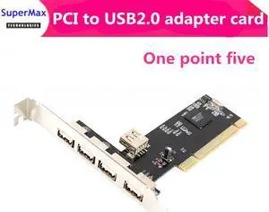 Carte d'extension USB PCI vers USB2.0, adaptateur USB intégré, prise en charge plug and play, clavier et souris, imprimante, disque U, 1 pièces