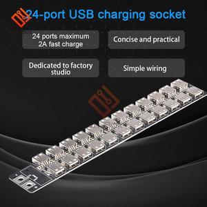 24 Port USB Charger Module 24-port Fast Charging Socket with 12AWG Silicone Wire Input 4.8v-5.2v for Model Power Supply Board