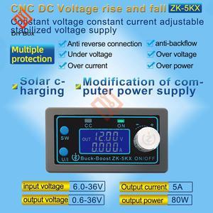 ZK-5KX DC DC Buck Boost Converter CC CV 0.6-36V 5A 5V 6V 12V 24V 80W Power Module Adjustable Regulated Laboratory Power Supply