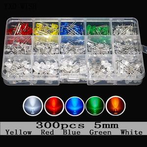 Kit de diodes électroluminescentes F5, 300 pièces, 15 types de diodes électroluminescentes, 5MM, blanc chaud, rouge, vert, bleu, rose, violet, UV, Orange, jaune