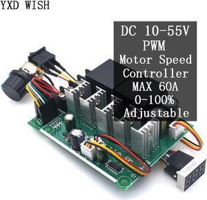 Contrôleur de vitesse de moteur PWM, affichage numérique LED 10 -55V, Module d'entraînement réglable 0 -100%, entrée MAX 60A 12V 24V 36V 48V