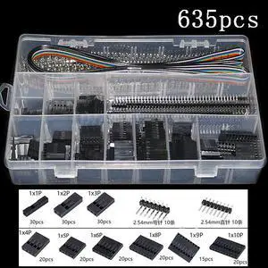 Kit d'assortiment de connecteurs mâles/femelles, 635 pièces, 40 broches, 2.54mm