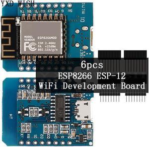 Mini carte de développement WiFi Micro USB 3.3V avec broche, lot de 6 pièces, ESP8266 ESP-12 WeMos D1 petit module,