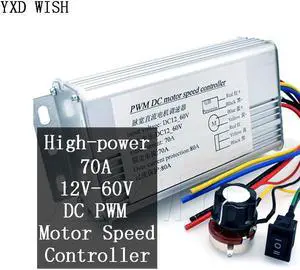 Contrôleur de vitesse de moteur PWM 70A 12V-60V, régulateur de moteur cc haute puissance, interrupteur avant/arrière