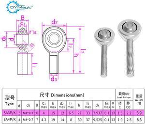 4pcs 3D Printer Parts M3 M4 Fisheye Ball Bearing SI4T/K SI3T/K  Rod Ends Joint Thread Female Ball Fish Eye For Delta Kossel Part