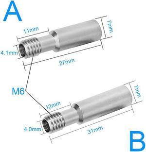 10PCS All-Metal Heatbreak  MK8 Extruder Stainless Steel Throat Tube M6 Screw 27mm/31mm for CR-10/Ender Series 3D Printer Hotend