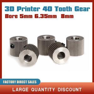 3D Printer Parts Extruder Feeder Driver Pulley Gear 40 teeth For MK7 MK8 Extruder Gear Wheel Bore 5mm 8mm Stainless Steel Parts