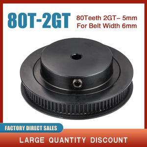 80 Teeth 2M 2GT synchronous Black Anodized Pulley Bore 5mm for width 6mm 2MGT Timing Belt GT2 pulley Belt 80Teeth 80T