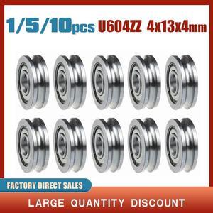 1/5/10pcs U-Groove Bearings U604ZZ 4x13x4mm Wheel For 3D Printer Idler Belt Pulleys Guide Rail 604UU Extruder Parts