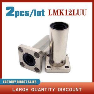 2pcs/lot 3D printer LMK12LUU 12mm Longer Round Flanged Type Linear Bushing Ball Bearing CNC parts for RepRap UM2+ 2