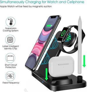 Chargeur sans fil 2022 pour iphone 13 12pro Max 11 Xs Max 8 Plus 10W Station de charge rapide 4 en 1 pour Apple Watch