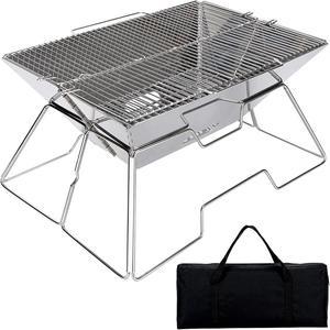 In stock Portable Camping BBQ Grill Camping Furnace Stainless Steel Folding bbq stove MiNi Barbecue Oven For Picnic Camping Supplies