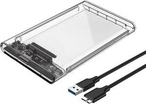 2.5" External Hard Drive Enclosure, SATA to USB 3.0 Tool-Free Clear for 2.5 Inch SSD & HDD 9.5mm 7mm External Hard Drive Case Supports UASP SATA