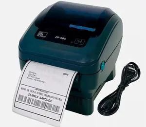 Ze bra ZP505 Portable Direct Thermal Label Printer Dispenser USB Serial Parallel ZP505-0503-0025, Bundle with Power Cord