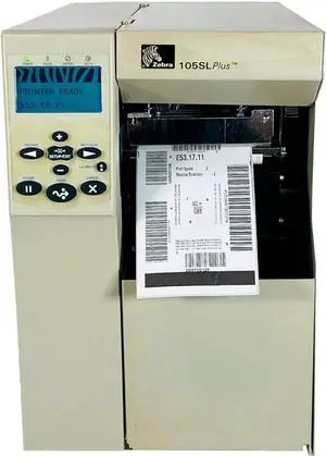 Ze bra 105SL Plus Thermal Transfer Label Printer Peeler Rewinder LAN USB Serial 102-801-00250-05, Bundle with Power Cable