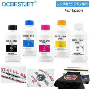 250ML*5 color DTG Ink Textile ink For Epson 1390 1410 L800 L1800 R1900 R2000 DX5 DX6 DX7 DX9 DX10 Printhead DTG Printer