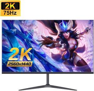FYHXELE 24 Inch 2K Monitor 75Hz Desktop PC IPS Panel 100%sRGB 8bit Hi-FRC 2560*1440 VESA 100*100 HDMI/DP Professional Color Display