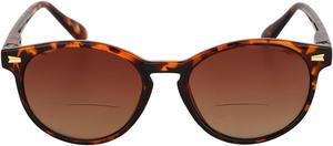 "The Brilliance" Bifocal Sunglasses - Round, Full Frame Reading Sunglasses +1.75 Tortoise
