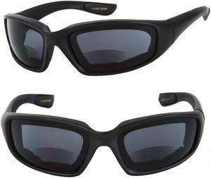 2 Pair of Motorcycle Bifocal Reading Sunglasses with Foam Padding +3.00