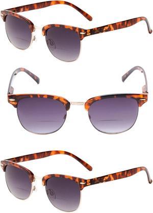 "The Executive" 3 Pair of Classic Semi-Rimless Bifocal Reading Sunglasses +1.75 Tortoise