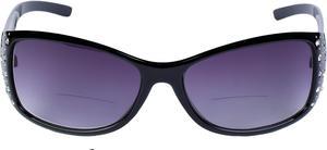 Women's Fashion Bifocal Sunglasses with Rhinestones +3.00 Black