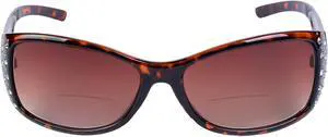 Women's Fashion Bifocal Sunglasses with Rhinestones +3.00 Tortoise