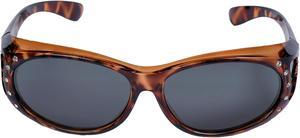 Women's Polarized Sunglasses that Fit Over Prescription Glasses Featuring Rhinestones Tortoise