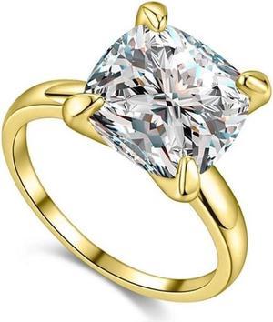 18K Yellow Gold-Plated 7.50 CTW Princess Cut Solitaire CZ Cubic Zirconia Engagement Wedding Promise Anniversary Ring Gift 9