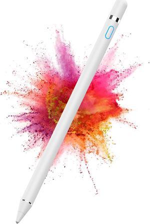 Active Stylus Pen for Android,iOS, iPad/iPad 2/New iPad 3/iPad4/iPad Pro/iPad Mini/iPad Mini 2/3 /4 and Most Tablet,1.5mm Fine Point Rechargeable Digital Stylus Pen(White)