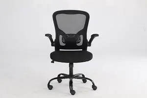 QIGRIF furniture Store High Back Office Chair Ergonomic Desk Chair Flip Up Arms Mesh Computer Chair Height Adjustable Swivel Chair with Lumbar Support for Office, Home, School (Black)