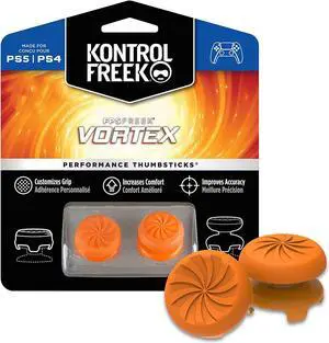 KontrolFreek FPS Freek Vortex for PlayStation 4 (PS4) Controller and PlayStation 5 (PS5) | Performance Thumbsticks | 1 High-Rise Convex, 1 Mid-Rise Concave | Orange