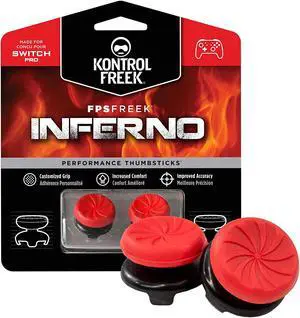 KontrolFreek FPS Freek Inferno for Nintendo Switch Pro Controller | Performance Thumbsticks | 2 High-Rise Concave | Red