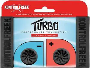 KontrolFreek Turbo Thumb Grips for Nintendo Switch Joy-Con | Performance Thumbsticks | 2 High-Rise Concave | Black